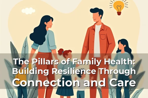 Artistic representation for The Pillars of Family Health: Building Resilience Through Connection and Care